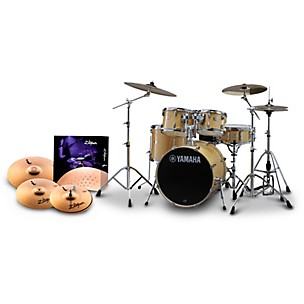 Yamaha Stage Custom Birch 5-Piece Shell Pack Natural Wood With I Series Essentials Plus Cymbal Pack