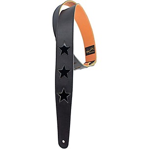 Henry Heller Star Series Black Leather Guitar Strap