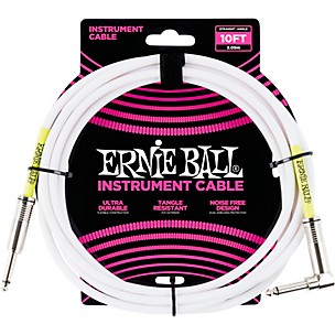 Ernie Ball Straight-Angle Instrument Cable - White