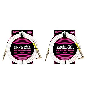 Ernie Ball Straight-Angle Instrument Cable, White 2-Pack