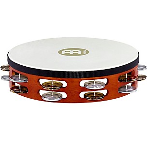 MEINL TAH2A-AB 10" Headed Wood Tambourine, Dual Row, Aluminum Jingles