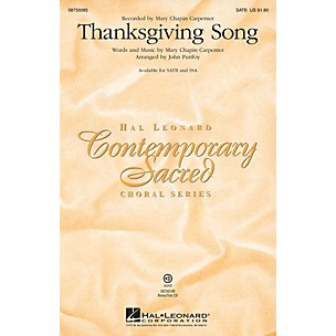 Hal Leonard Thanksgiving Song SATB by Mary Chapin Carpenter arranged by John Purifoy