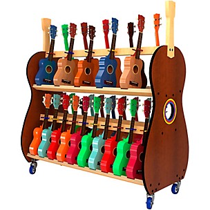 A&S Crafted Products The Band Room Mobile Soprano Ukulele Storage Rack for Classrooms