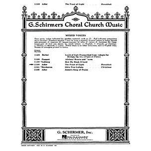 G. Schirmer The Feast of Light SATB composed by S Adler
