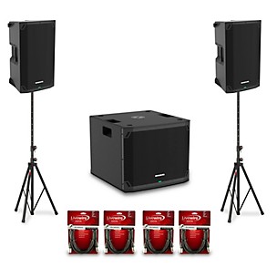 Mackie Thump12v4 12" Powered Speaker Pair With 15" Powered Subwoofer, Cables & Stands