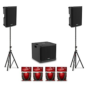 Mackie Thump15v4 15" Powered Speaker Pair With 18" Powered Subwoofer, Cables & Stands