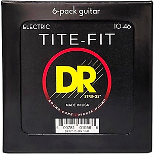 DR Strings Tite-Fit MT-10 Medium-Tite Nickel Plated Electric Guitar Strings 6 Pack