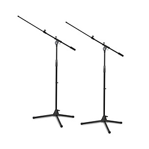 Musician's Gear Tripod Microphone Stand With Telescoping Boom Black 2-Pack