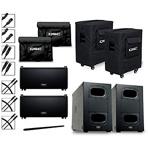 QSC Two LA108 Pole-Mounted Active Line Array Speakers Package With Two KS212C Subwoofers