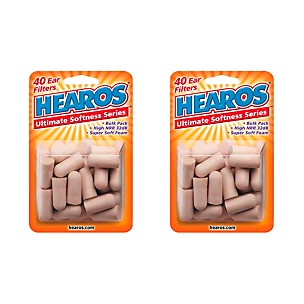 Hearos Ultimate Softness Series Ear Plugs 2-Pack of 20 Pairs
