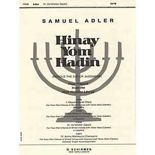 G. Schirmer Uv'shofar Gadol (No. 3 from Four Prayers from the High Holyday Liturgy) SATB composed by Samuel Adler