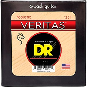 DR Strings VERITAS Uncoated Accurate Core Technology Acoustic Guitar Strings 6 Pack