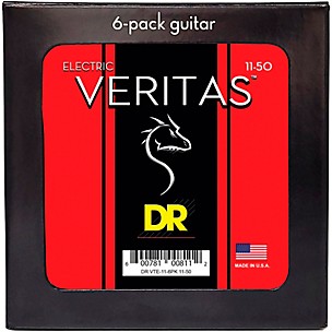 DR Strings VERITAS Uncoated Accurate Core Technology Electric Guitar Strings 6 Pack