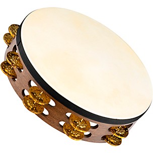 MEINL Vintage Goat-Skin Wood Tambourine Two Rows Brass Jingles