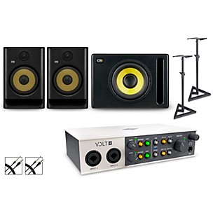 Universal Audio Volt 4 with KRK ROKIT G5 Studio Monitor Pair & S10 Subwoofer (Stands & Cables Included)