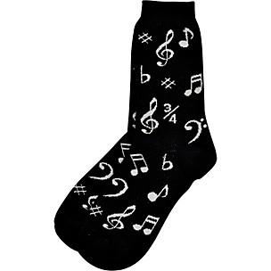 AIM Womens Black And Silver Music Note Socks