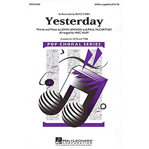 Hal Leonard Yesterday SATB a cappella by Boyz II Men arranged by Mac Huff