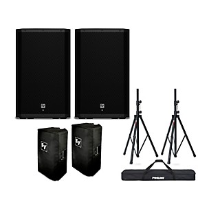 Electro-Voice ZLX-15P G2 15" Powered Speaker Pair With Covers and Stands