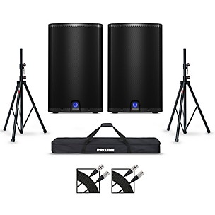 Turbosound iQ12 12" Powered Speaker Pair With Stands and Cables